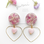 A ＊ statice bouquet × heart hoop ＊ ピアス/イヤリング