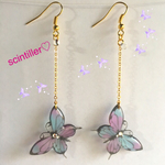 薄色蝶々ロングピアス