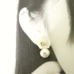 秋冬新作！2wayコットンパールの揺れる一輪の林檎の花ピアス