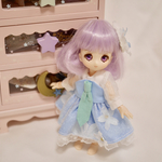 オビツ11用お洋服 お花のワンピースセット(白花/ネクタイ)