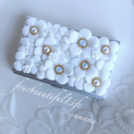 お花のカードケース名刺入れ♡ピュアホワイト（鏡付き）