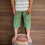  120㎝グリーンリネンくったりサルエルパンツ