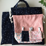 5点セット♪お客様特別オーダー品♪移動ポケット&お弁当袋&巾着&レッスンバッグ♪リバティ