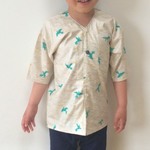 sさまご注文品 SALE!!お祭り☆こども鯉口シャツ（みどりのとり/しろ）