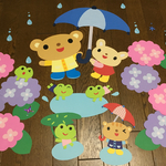 大きな壁面飾り☆雨の日も楽しいよ☆梅雨 カエル あじさい 幼稚園保育園施設病院