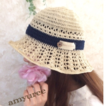 夏🌴清涼感☆麻リネン帽子🌴椰子の木ボタン付き！