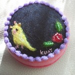 コーヒーがらのピンクッション（インコ）