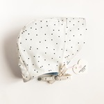 ベイビーボンネット ベビーハット 赤ちゃん帽子 ピンドット 水玉 White black by Love Factory New York handmade in New York City