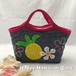 ミニグラニーバッグ☆パイン☆ビーチサンダル☆ハワイアンキルト☆ｂ1