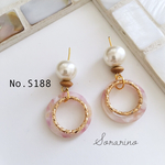 No.S188 キュートなピンク♥︎べっ甲✧︎リングピアス