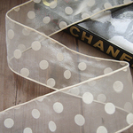 広幅オーガンジードットリボン　ライトクリーム