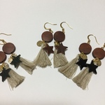 レザー×ウッド スターピアス
