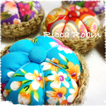 【再販】＊台湾花布＊お花のピンクッション<水色>