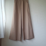 コットンリネンのワイドパンツ　ライトキャメル