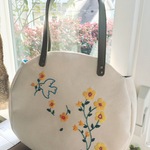 ご依頼品◎刺繍が可愛いバルーンバッグ(幸せの鳥)
