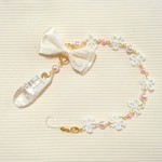 お花とパールの補聴器ストラップ ピンクパール