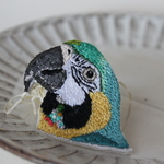 ルリコンゴウインコ  手刺繍ブローチ
