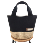 【受注製作】sizeS natural×Black  麻かごラウンドトート