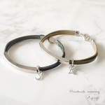 ペアでも♡ 栃木レザー イニシャルブレスレット  ＊シルバー
