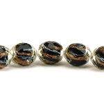 カラービーズ/8mm/5個/da233/多面カット/黒 マーブル/トンボ玉/パーツ