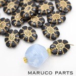 【アンティークフラワービーズ＊両穴＊20個】【2#ブラック】ヴィンテージ風◎beads-374-c2-m