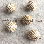 再販3【ウッドビーズ】20 border natural wood beads