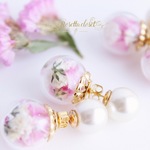 #137 pink&white flowerピアス