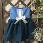 青のファミリアチェックのドレス秋物