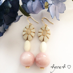 【ピンク】アンティーク フラワー ピアス／イヤリング