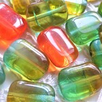 ヴィンテージチェコビーズ　池オレンジゼリー２８個不良品