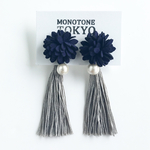 花とコットンパールのタッセルキャッチピアス&イヤリング
