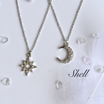 再販3✨ロジウム✨新月と1番星のネックレス シルバー☆月星✨silver925変更可能✨ユニセックス.男性も♪