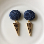 再販♡まんまるころんデニムくるみボタンピアス／イヤリング