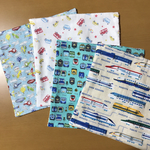 【4枚組】ダブルガーゼおしぼり♡男の子セット♡くるま&飛行機&電車&新幹線etc,..