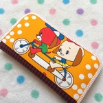昭和レトロ＊自転車わんちゃんズのラウンドファスナー長財布 wファスナー r