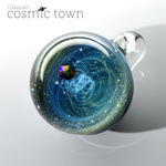 【cosmic town】1点物 宇宙モチーフガラスペンダント / ネックレス  ギフトボックス & 鹿革紐付【オパール入り】