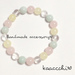 ▷送料無料*アマゾナイト❁ローズクォーツ❁翡翠❁水晶 ブレスレット32◁
