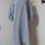 リネン　ストライプ　ワンピース👗