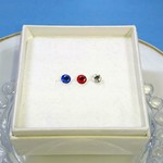 トリコロールSWAROVSKIのピアス🎵(クリア、シャムレッド、ブルー)      