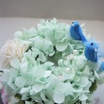 幸せの青い鳥～blue birds ring pellow～ミントグリーンのアジサイリングピロー♡イニシャルつき♡ 