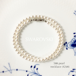42㎝・5㎜・スワロフスキーパールネックレス(マグネットクラスプ：gold color or  silver color)