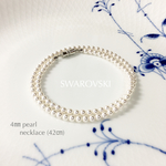 42㎝・４㎜・スワロフスキーパールネックレス(マグネットクラスプ：gold color or  silver color)