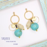 TURQUOISE MIX＊フープ×幾何学＊ヴィンテージ風大ぶりピアスorイヤリング