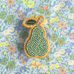 ビーズ刺繍ブローチ  洋梨