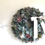 〜フレッシュユーカリ・紫陽花リース white ver.〜