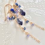 送料無料☆アイオライト シャンデリアカット ピアス/イヤリング Navy Blue(K14GF)