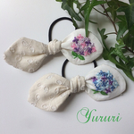 紫陽花刺繍のリボンゴム