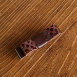 チョコレート　革のリボンバレッタ　小size