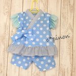 80.90sizeお姫様じんべい♡水玉 ドット柄*ふりふり甚平ドレス  