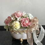 クレイフラワー　薔薇とカーネーションのプリザ風アレンジ　GD